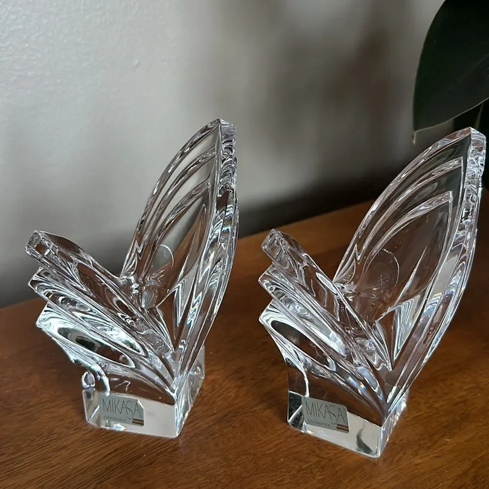 Mikasa Crystal Tulip Flower Taper Candle Holders!